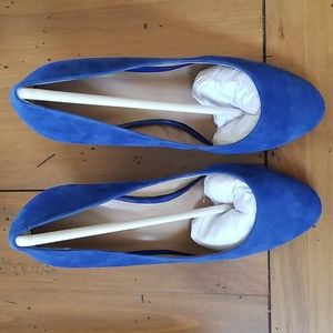 blue suede wedges